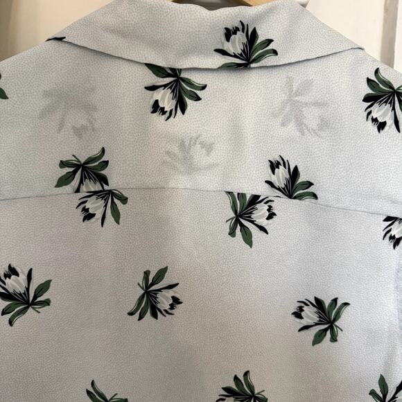 Ann Taylor Floral Gray Blue Green Sleeveless Blouse Women's Size Large Petite - Picture 5 of 5